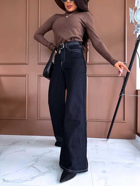 Темно-синие ШИРОКИЕ джинсы "LOOKS" 8425